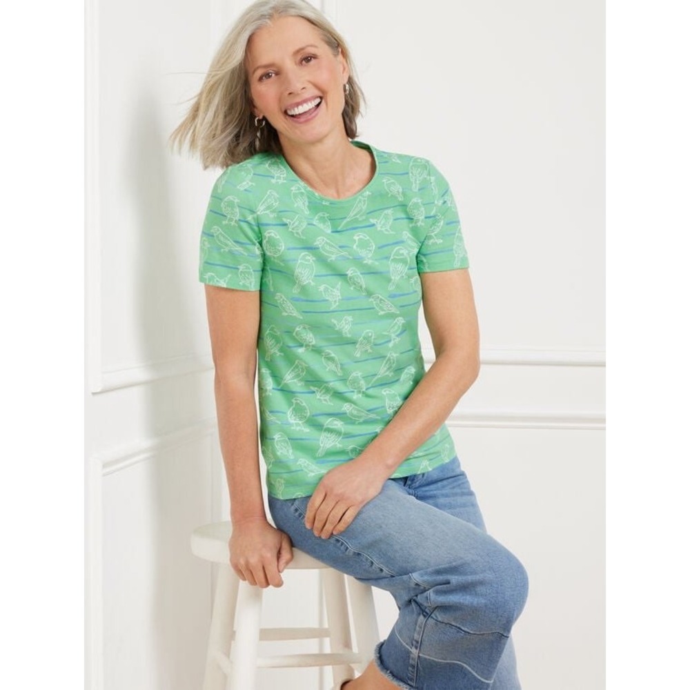 230. NEW TALBOTS CREWNECK TEE - BIRD STRIPES SIZE
